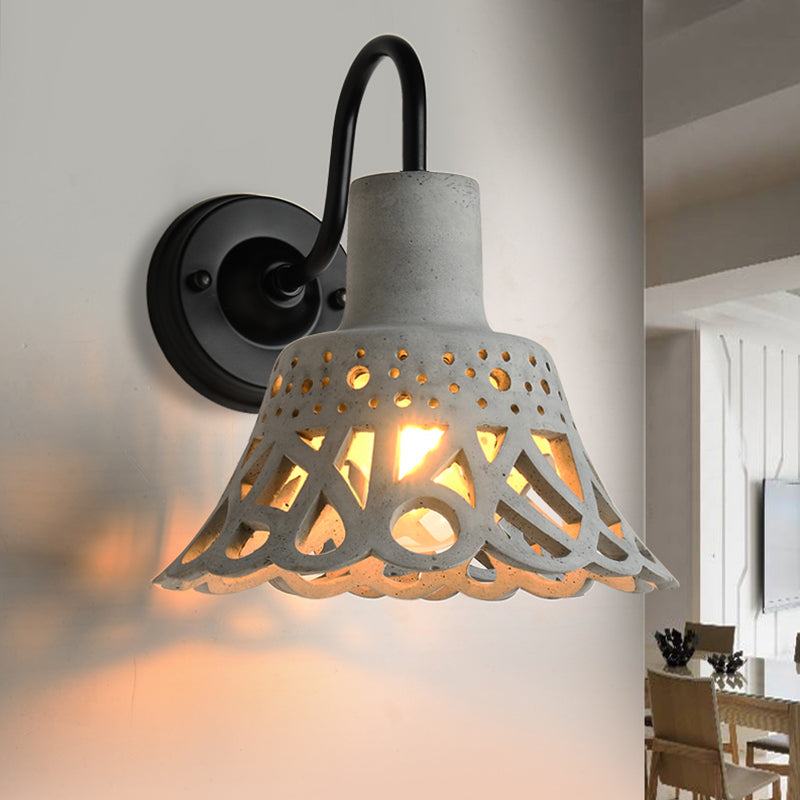 Lisslune | 8.5"/9.5"/10" Width Goose Neck Wall Light Modernist Cement 1 Light Wall Mounted Fixture in Gray