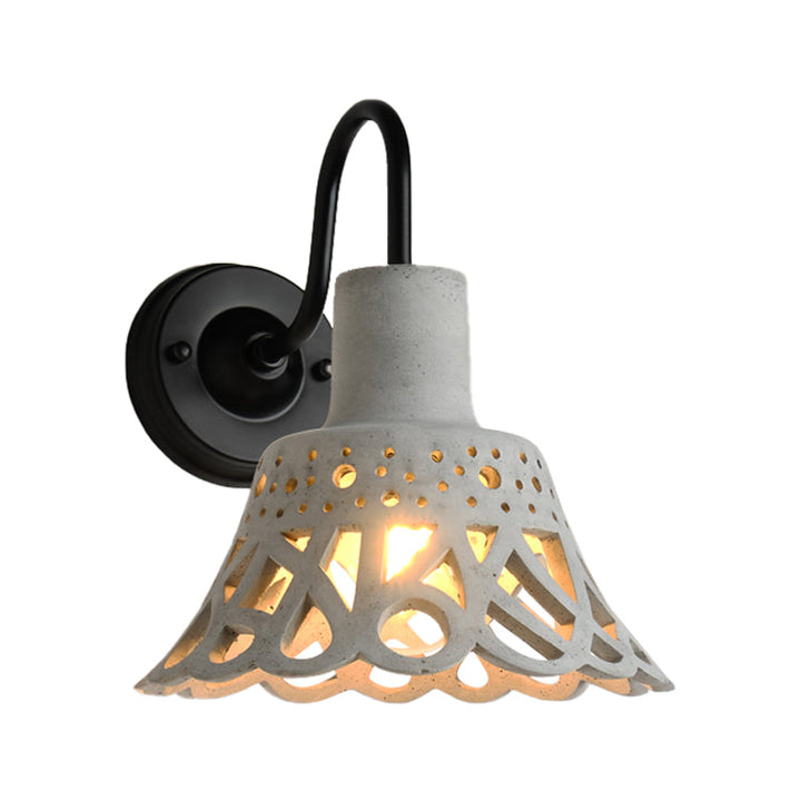 Lisslune | 8.5"/9.5"/10" Width Goose Neck Wall Light Modernist Cement 1 Light Wall Mounted Fixture in Gray