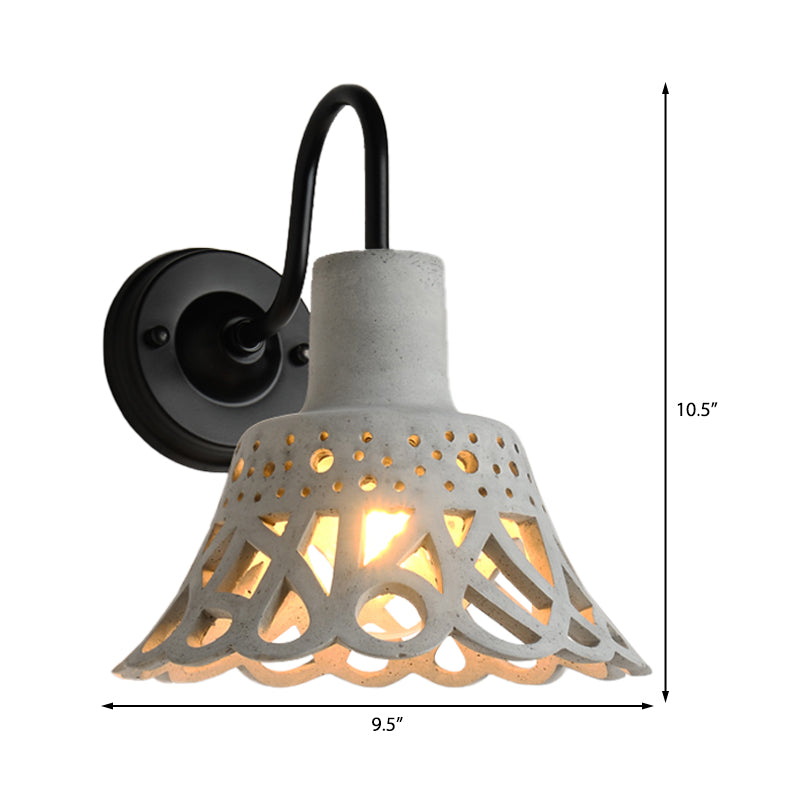 Lisslune | 8.5"/9.5"/10" Width Goose Neck Wall Light Modernist Cement 1 Light Wall Mounted Fixture in Gray