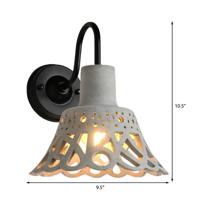 Lisslune | 8.5"/9.5"/10" Width Goose Neck Wall Light Modernist Cement 1 Light Wall Mounted Fixture in Gray