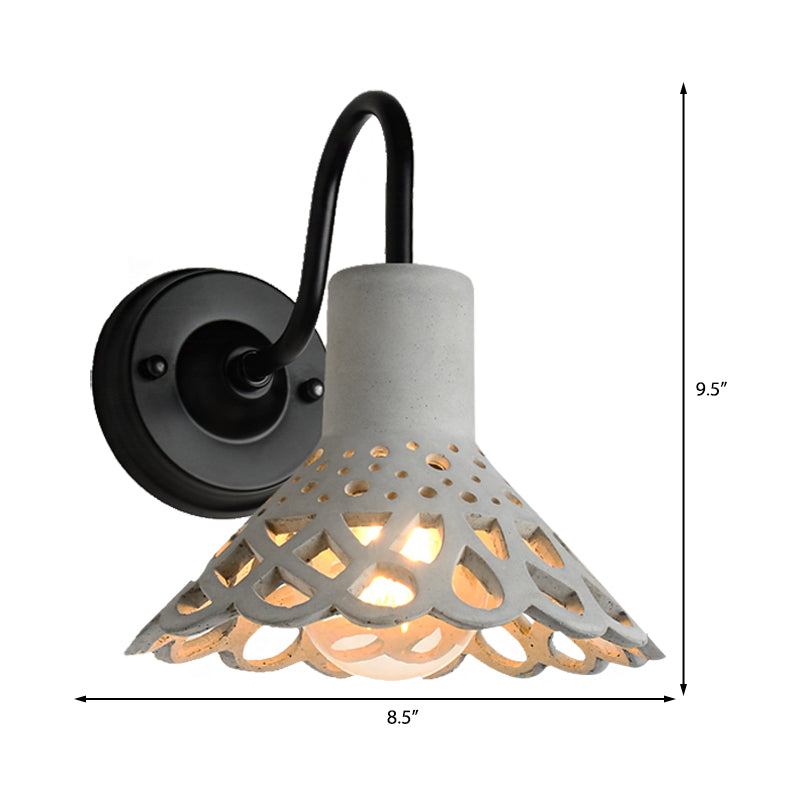 Lisslune | 8.5"/9.5"/10" Width Goose Neck Wall Light Modernist Cement 1 Light Wall Mounted Fixture in Gray