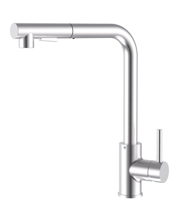 Lisslune | Single Hole Basin Mixer Tap, Pull Out Spout with Dual Function, Brushed Steel