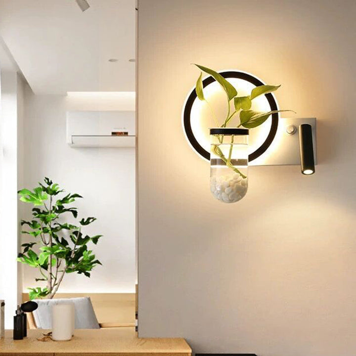 Lisslune | Round/Square Bedroom Wall Lamp Industrial Clear Glass LED Black Wall Lighting in Warm/White Light