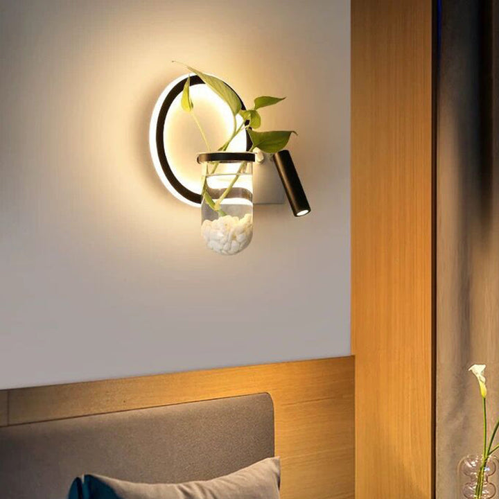 Lisslune | Round/Square Bedroom Wall Lamp Industrial Clear Glass LED Black Wall Lighting in Warm/White Light