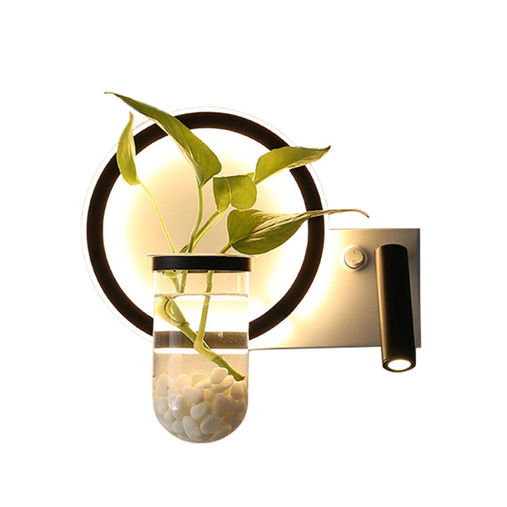 Lisslune | Round/Square Bedroom Wall Lamp Industrial Clear Glass LED Black Wall Lighting in Warm/White Light