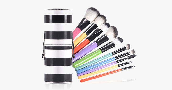 Lisslune | Striped Multicolor Makeup Brush Set – Add a splash of color and professionalism to your makeup set