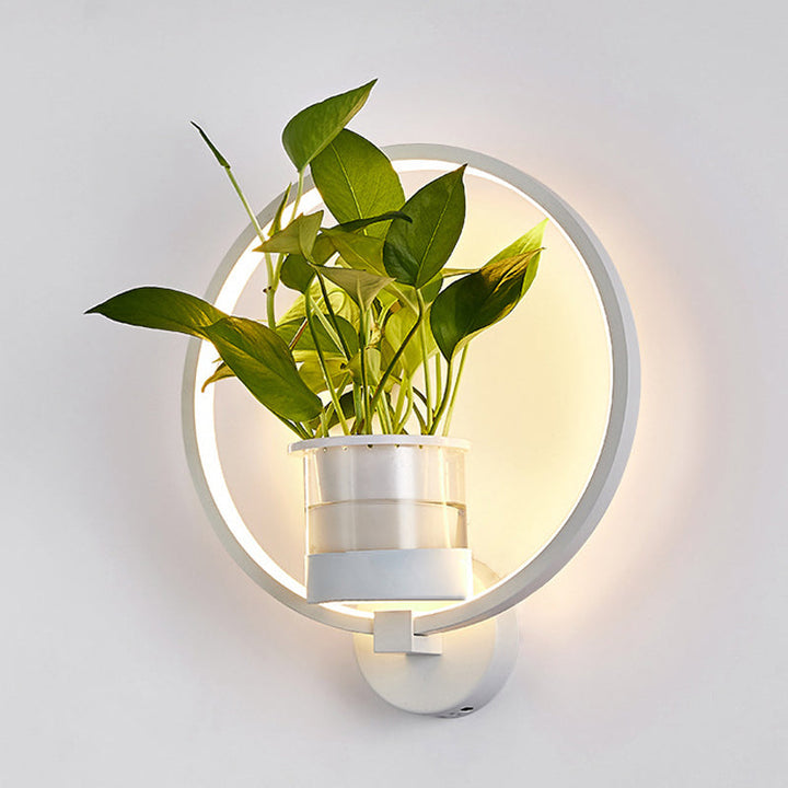 Lisslune | Round/Oval Bedroom Wall Lighting Industrial Metal 1 Lamp Black/White LED Wall Lamp Wall Lamp in Warm/White/3 Color Light