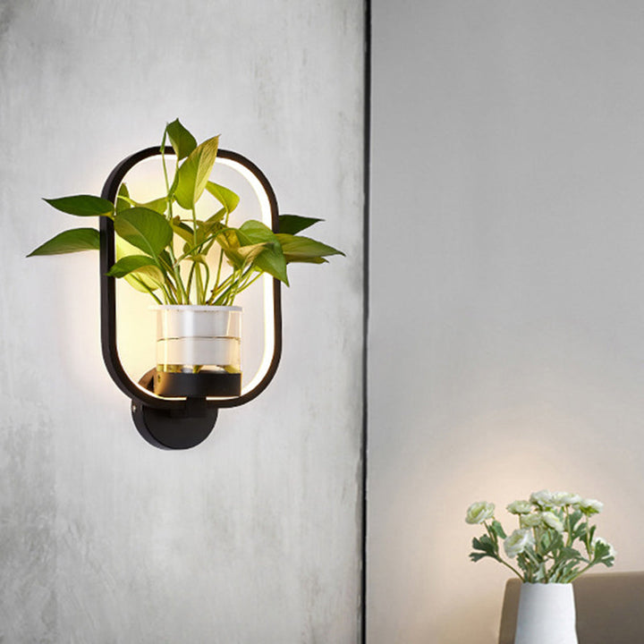 Lisslune | Round/Oval Bedroom Wall Lighting Industrial Metal 1 Lamp Black/White LED Wall Lamp Wall Lamp in Warm/White/3 Color Light