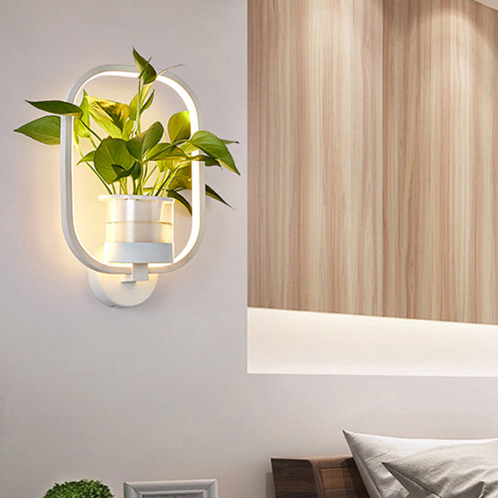 Lisslune | Round/Oval Bedroom Wall Lighting Industrial Metal 1 Lamp Black/White LED Wall Lamp Wall Lamp in Warm/White/3 Color Light