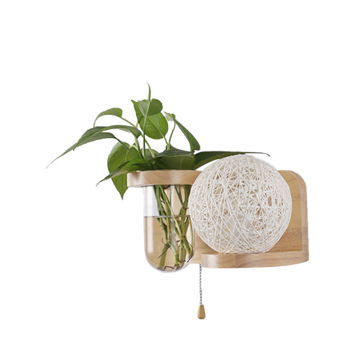 Lisslune | Minimalism Sphere Wall Lamp Sconces 1 Bulb Wooden LED Wall Mounted Lighting in White/Pink/Yellow, Left/Right