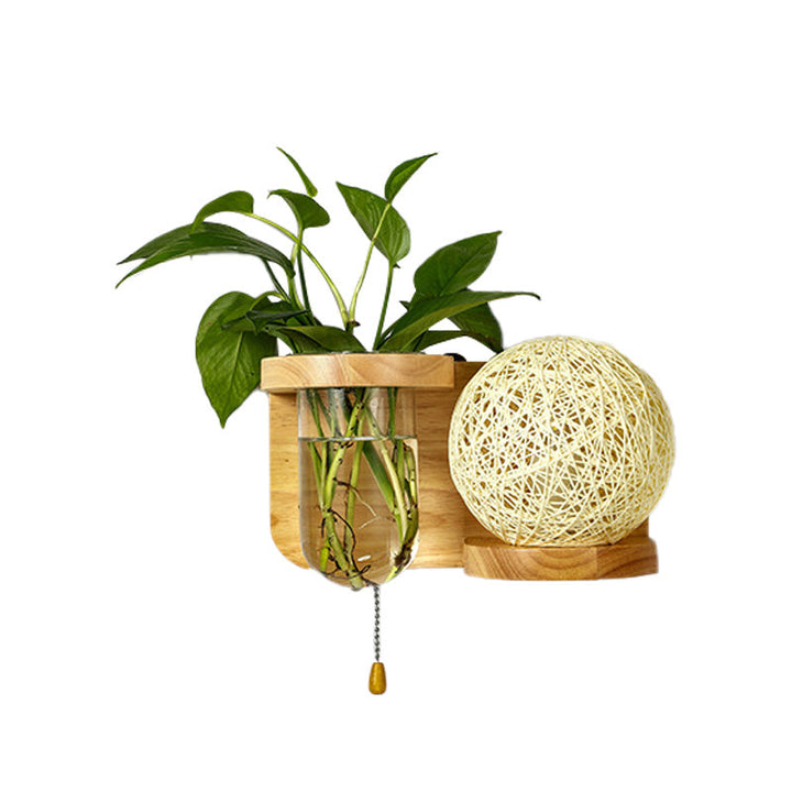 Lisslune | Minimalism Sphere Wall Lamp Sconces 1 Bulb Wooden LED Wall Mounted Lighting in White/Pink/Yellow, Left/Right