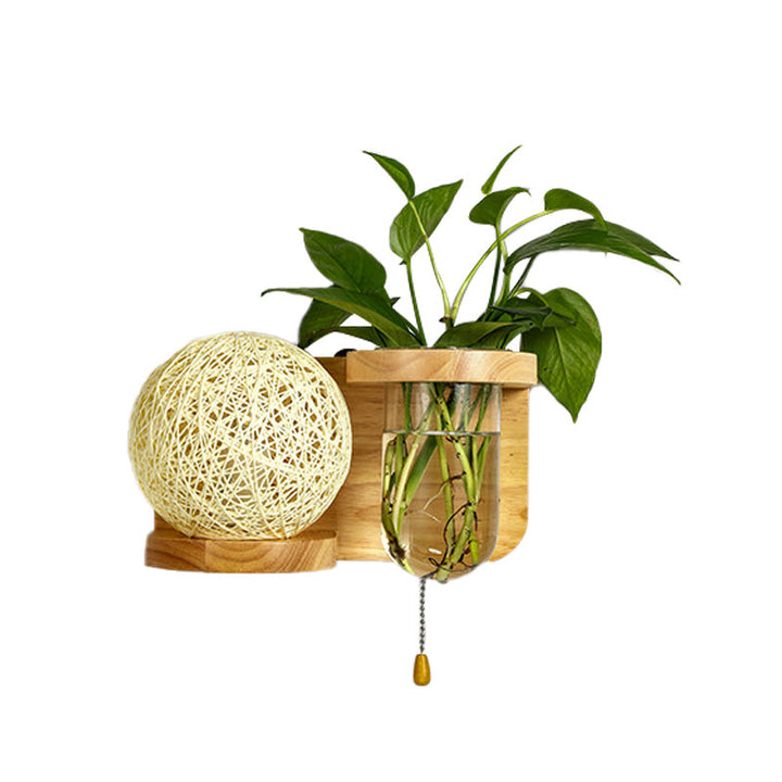 Lisslune | Minimalism Sphere Wall Lamp Sconces 1 Bulb Wooden LED Wall Mounted Lighting in White/Pink/Yellow, Left/Right