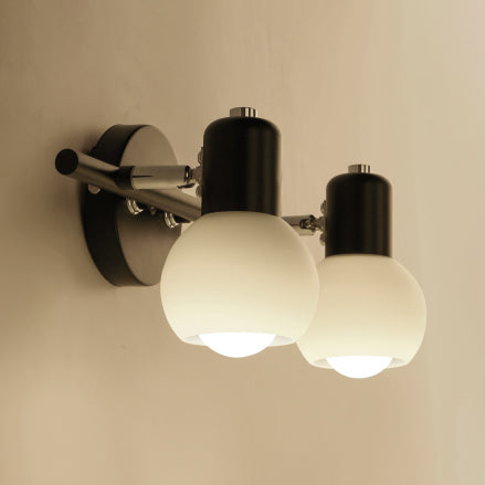 Lisslune | Bubble Shade Bathroom Wall Light Fixture Industry Ivory Glass 2 Lights Black/White Wall Lamp