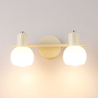 Lisslune | Bubble Shade Bathroom Wall Light Fixture Industry Ivory Glass 2 Lights Black/White Wall Lamp