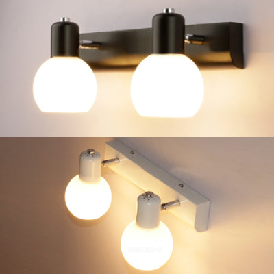 Lisslune | Spherical Wall Light Modern 2 Lights Milk Glass Wall Mount Light for Bathroom in Black/White