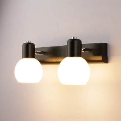Lisslune | Spherical Wall Light Modern 2 Lights Milk Glass Wall Mount Light for Bathroom in Black/White