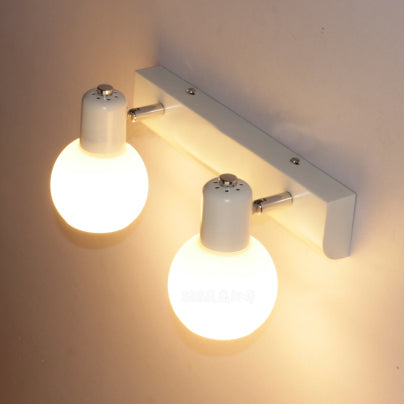 Lisslune | Spherical Wall Light Modern 2 Lights Milk Glass Wall Mount Light for Bathroom in Black/White