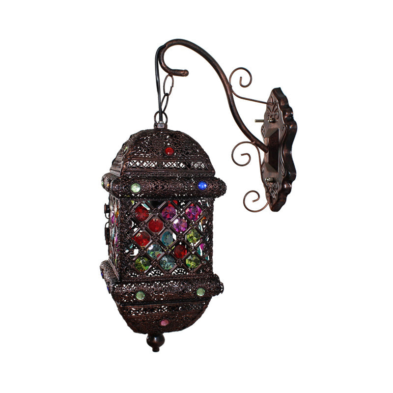 Skørter | 1 Light Lantern Wall Light Bohemian Rust Metal Wall Lamp for Living Room