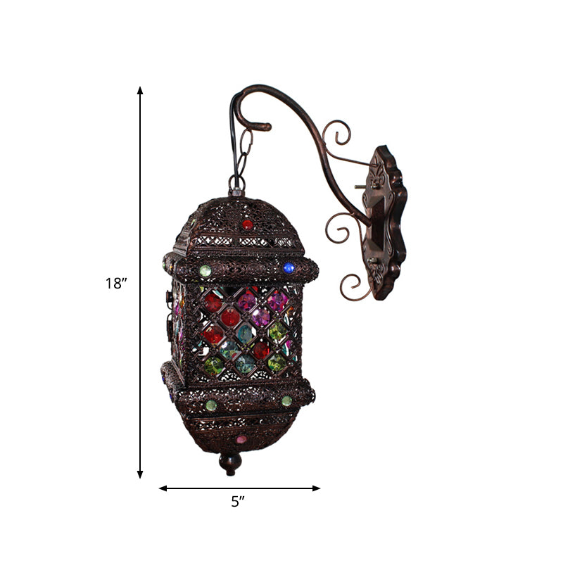 Skørter | 1 Light Lantern Wall Light Bohemian Rust Metal Wall Lamp for Living Room