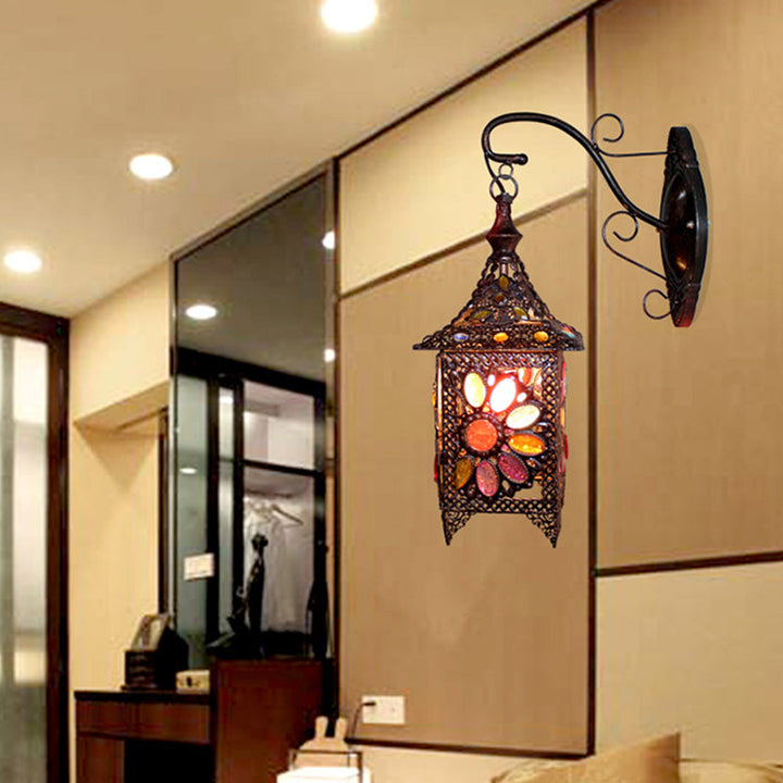 Skørter | Lantern Bedroom Wall Light Bohemian Metal 1 Bulb Brass/Black Wall Light Unit