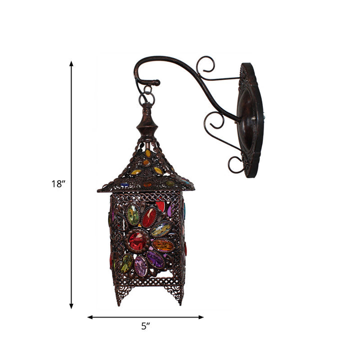Skørter | Lantern Bedroom Wall Light Bohemian Metal 1 Bulb Brass/Black Wall Light Unit