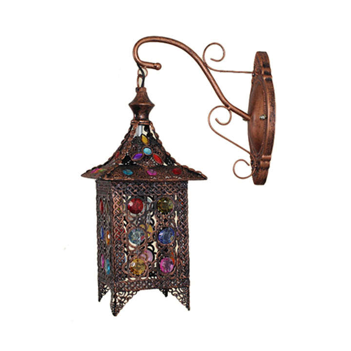 Skørter | Lantern Bedroom Wall Light Bohemian Metal 1 Bulb Brass/Black Wall Light Unit