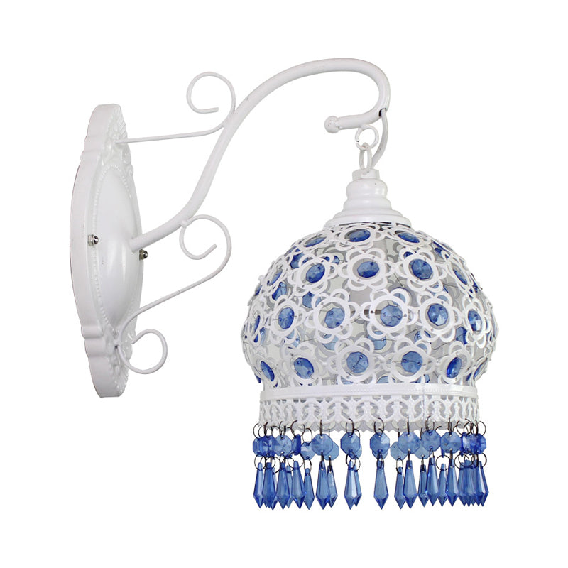 Skørter | Traditional Dome Wall Sconce Lamp 1 Bulb Metal Wall Mount Light in White/Pink/Orange for Living Room