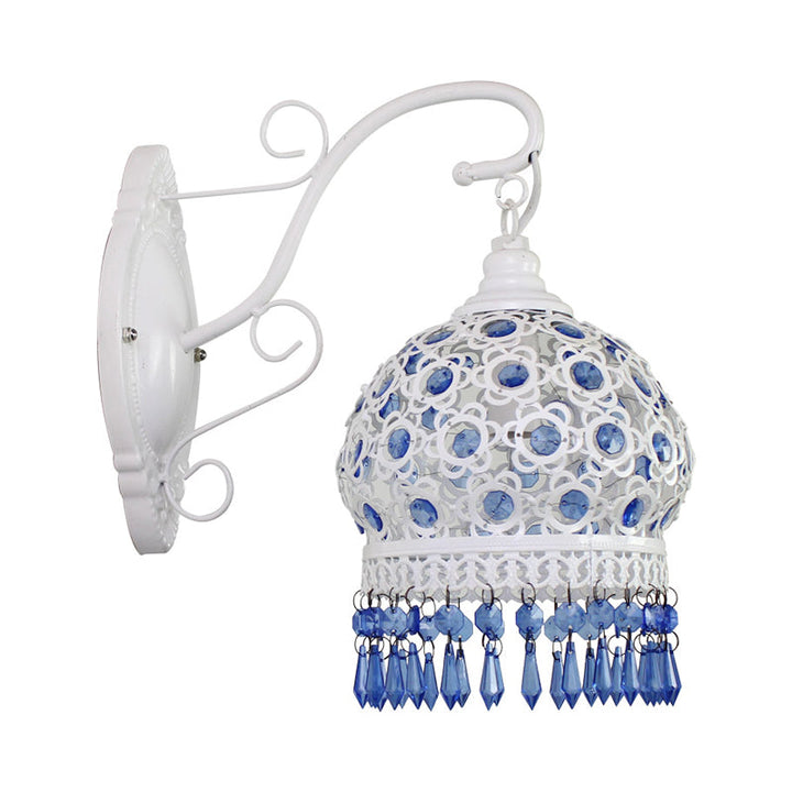 Skørter | Traditional Dome Wall Sconce Lamp 1 Bulb Metal Wall Mount Light in White/Pink/Orange for Living Room