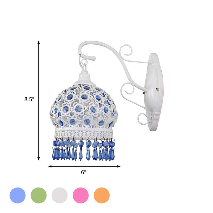 Skørter | Traditional Dome Wall Sconce Lamp 1 Bulb Metal Wall Mount Light in White/Pink/Orange for Living Room