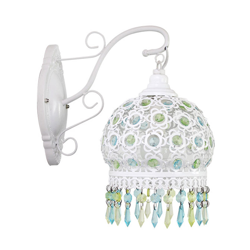 Skørter | Traditional Dome Wall Sconce Lamp 1 Bulb Metal Wall Mount Light in White/Pink/Orange for Living Room