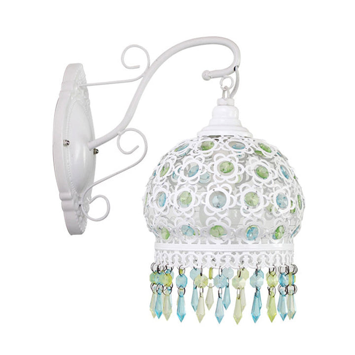 Skørter | Traditional Dome Wall Sconce Lamp 1 Bulb Metal Wall Mount Light in White/Pink/Orange for Living Room