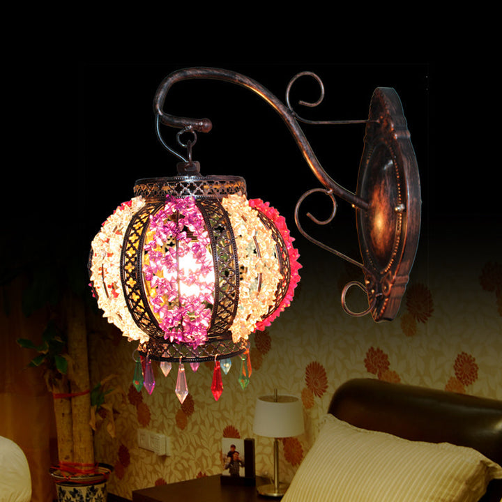 Skørter | Metal Rust Wall Lighting Fixture Globe 1 Head Traditional Wall Sconces Light for Living Room