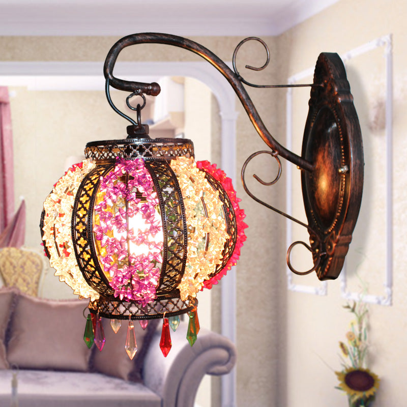 Skørter | Metal Rust Wall Lighting Fixture Globe 1 Head Traditional Wall Sconces Light for Living Room