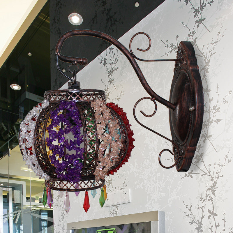 Skørter | Metal Rust Wall Lighting Fixture Globe 1 Head Traditional Wall Sconces Light for Living Room