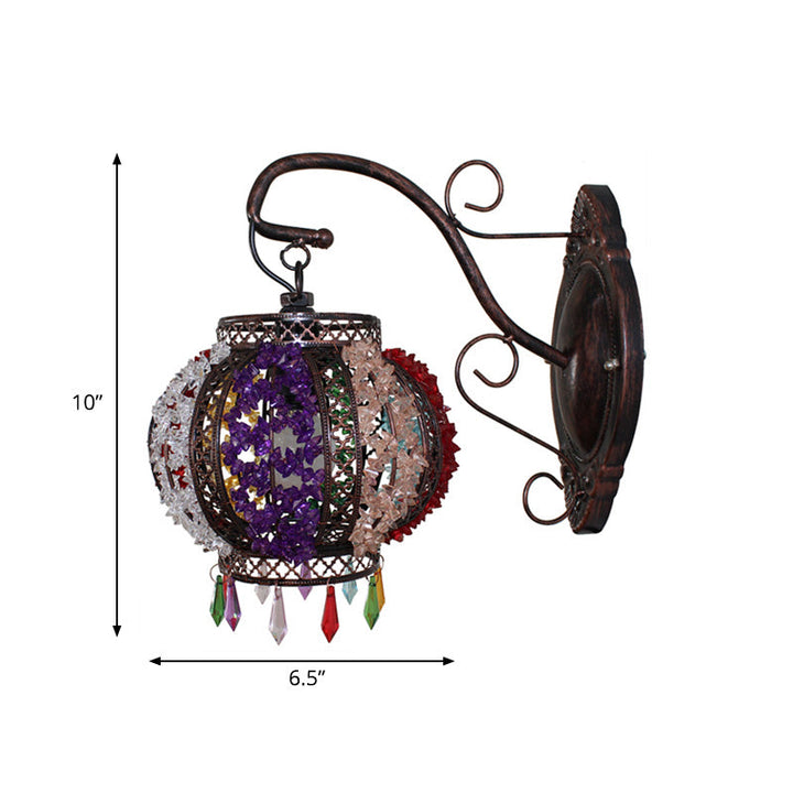 Skørter | Metal Rust Wall Lighting Fixture Globe 1 Head Traditional Wall Sconces Light for Living Room