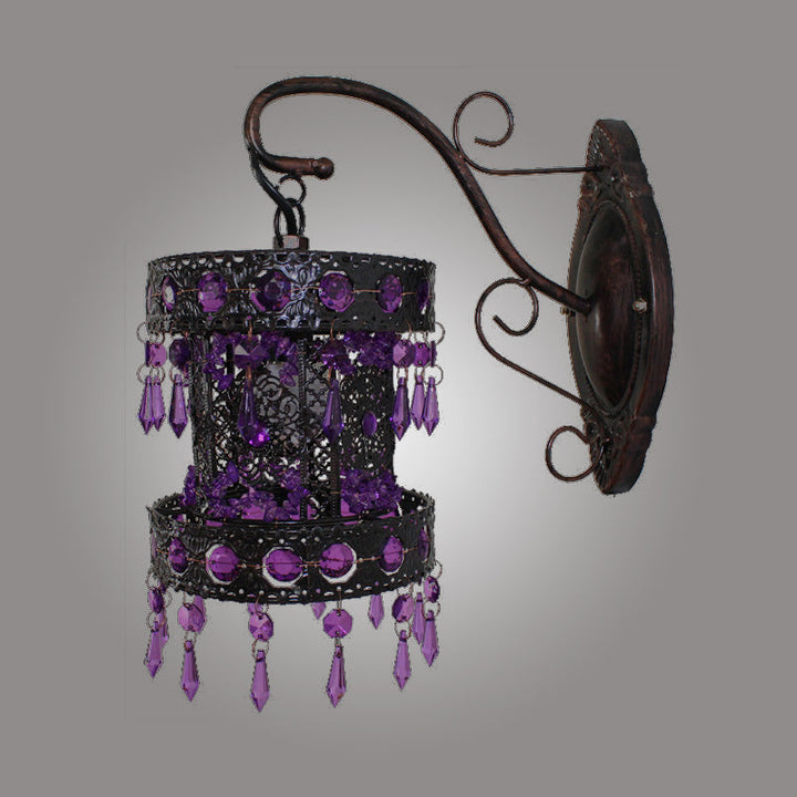 Skørter | Bohemian Cylinder Wall Lamp 1 Bulb Metal Wall Mount Light in Rust for Living Room