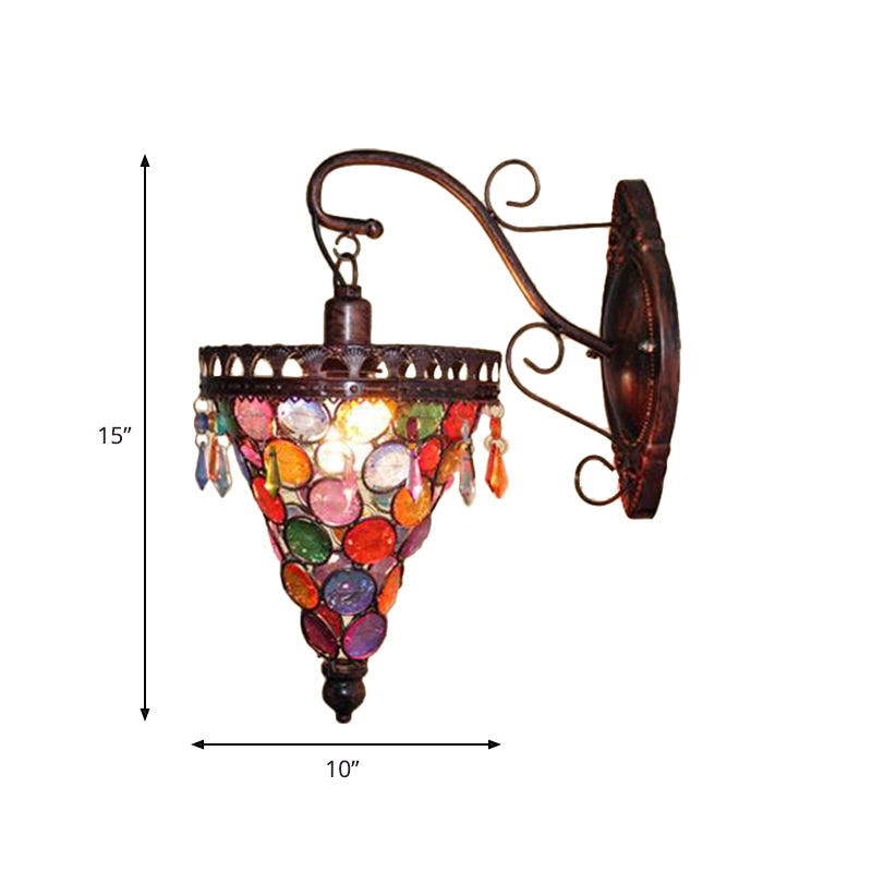Skørter | Cone Metal Wall Lamp Sconces Art Deco 1 Head Living Room Wall Light in Orange/Blue/Purple with Glass Accent