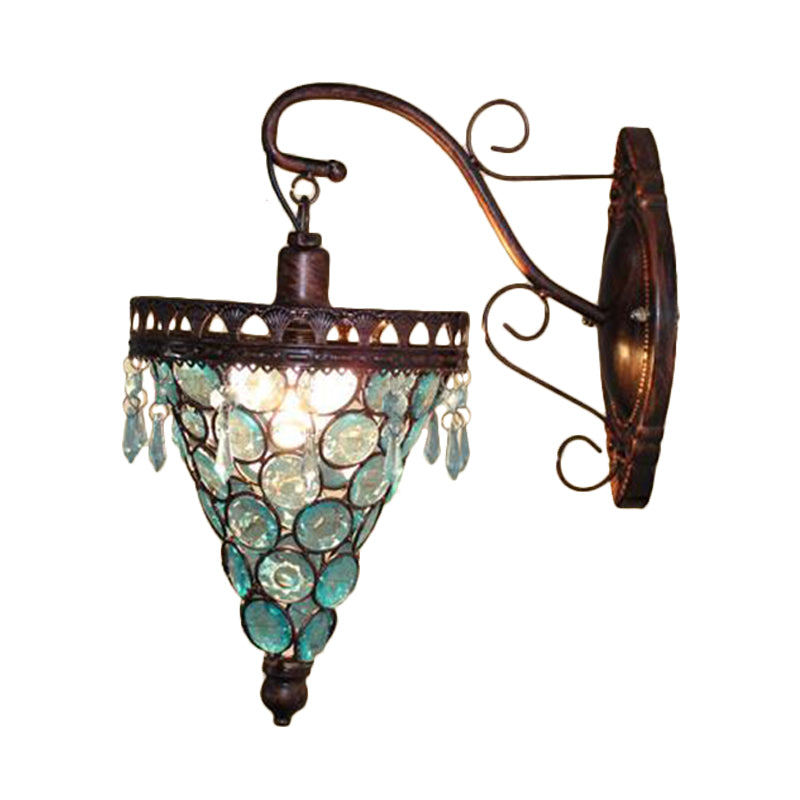 Skørter | Cone Metal Wall Lamp Sconces Art Deco 1 Head Living Room Wall Light in Orange/Blue/Purple with Glass Accent