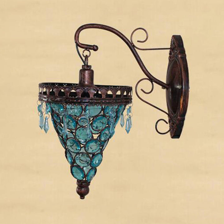 Skørter | Cone Metal Wall Lamp Sconces Art Deco 1 Head Living Room Wall Light in Orange/Blue/Purple with Glass Accent