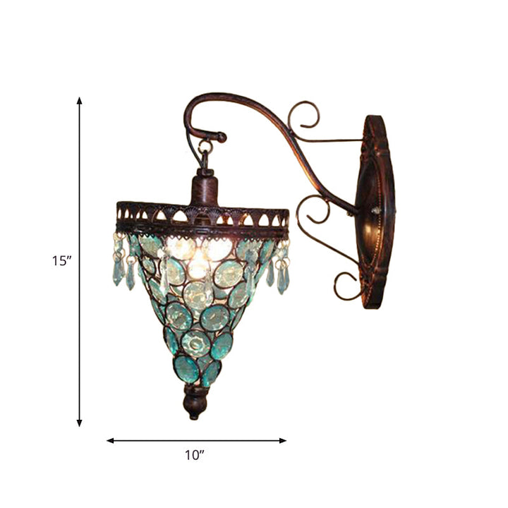 Skørter | Cone Metal Wall Lamp Sconces Art Deco 1 Head Living Room Wall Light in Orange/Blue/Purple with Glass Accent