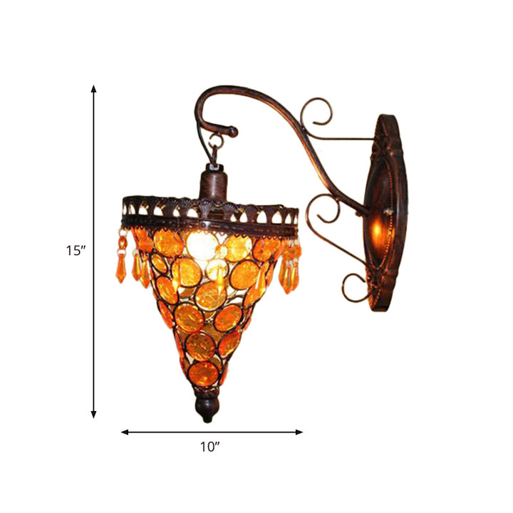 Skørter | Cone Metal Wall Lamp Sconces Art Deco 1 Head Living Room Wall Light in Orange/Blue/Purple with Glass Accent