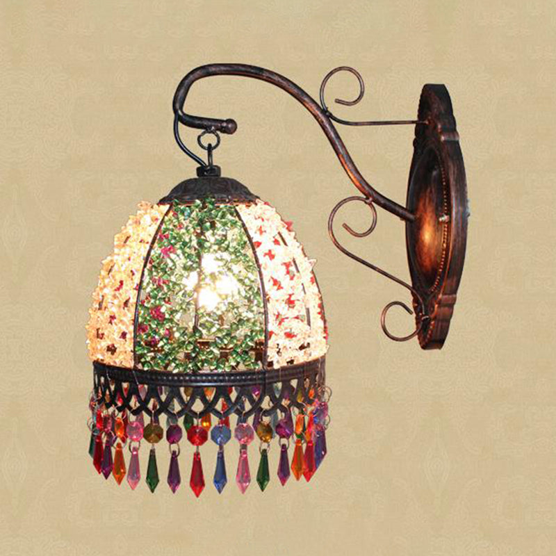 Skørter | Green Dome Wall Lamp Decorative Metal 1 Head Living Room Wall Lamp Lighting Fixture with Glass Drapery