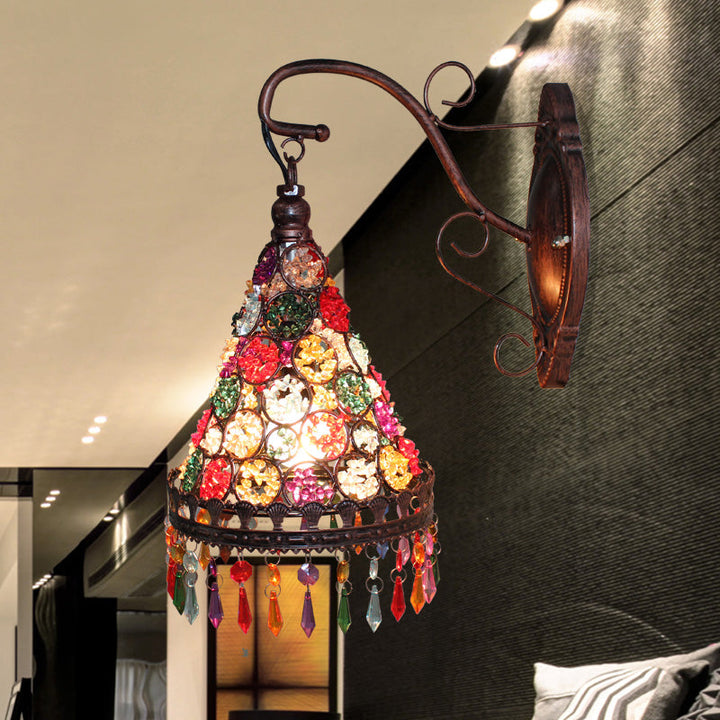 Skørter | Bohemian Cone/Funnel Wall Light 1 Bulb Metal Wall Mounted Light Fixture in Bronze for the Living Room
