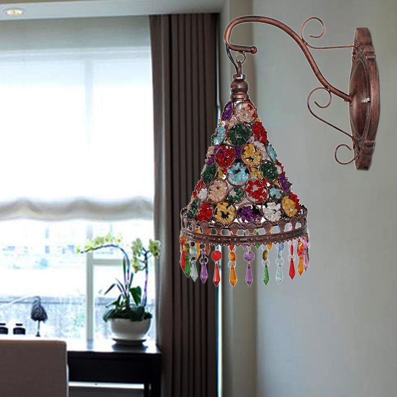 Skørter | Bohemian Cone/Funnel Wall Light 1 Bulb Metal Wall Mounted Light Fixture in Bronze for the Living Room