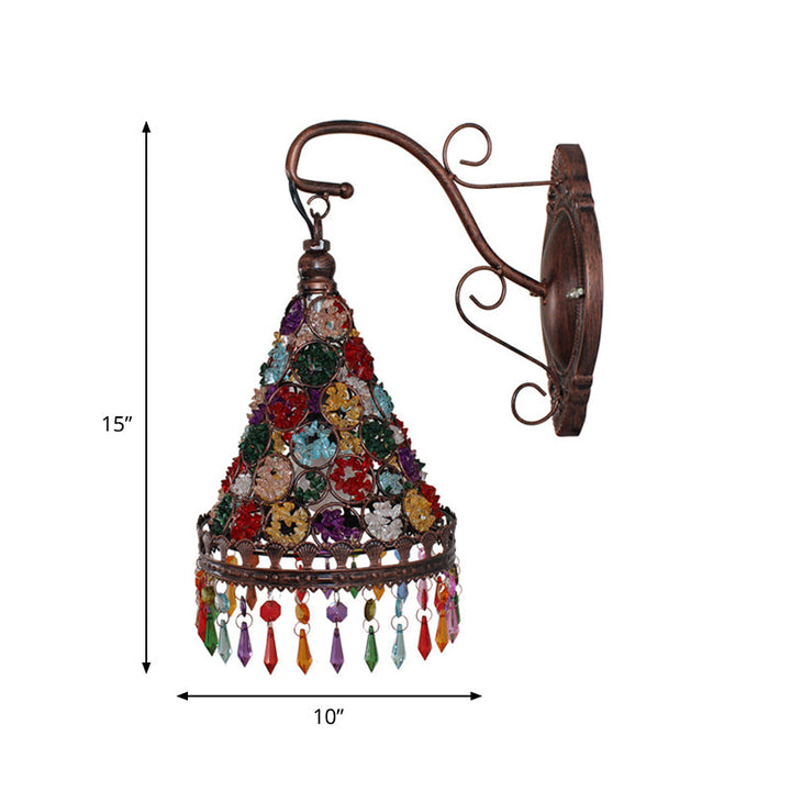 Skørter | Bohemian Cone/Funnel Wall Light 1 Bulb Metal Wall Mounted Light Fixture in Bronze for the Living Room