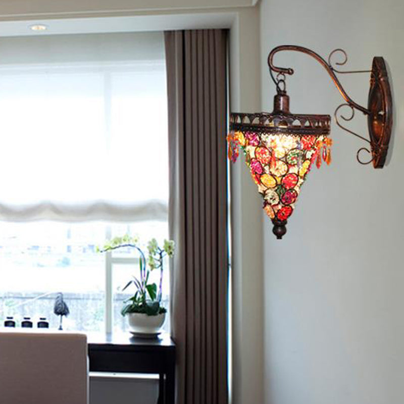 Skørter | Bohemian Cone/Funnel Wall Light 1 Bulb Metal Wall Mounted Light Fixture in Bronze for the Living Room