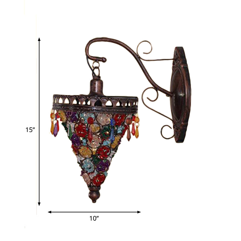 Skørter | Bohemian Cone/Funnel Wall Light 1 Bulb Metal Wall Mounted Light Fixture in Bronze for the Living Room