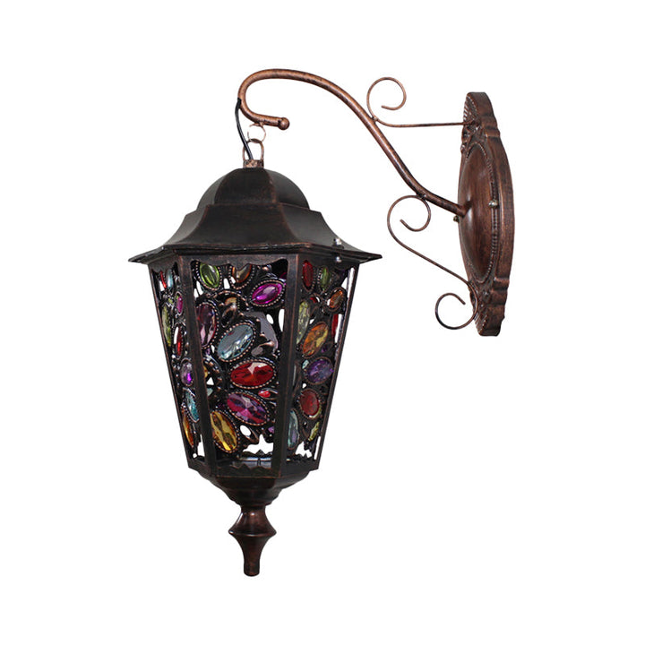 Skørter | 1 Head Flower/Circle Wall Light Bohemian Black Metal Wall Light with Curved Arm for Restaurant