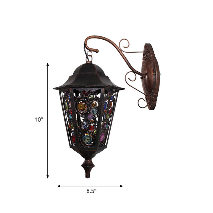Skørter | 1 Head Flower/Circle Wall Light Bohemian Black Metal Wall Light with Curved Arm for Restaurant