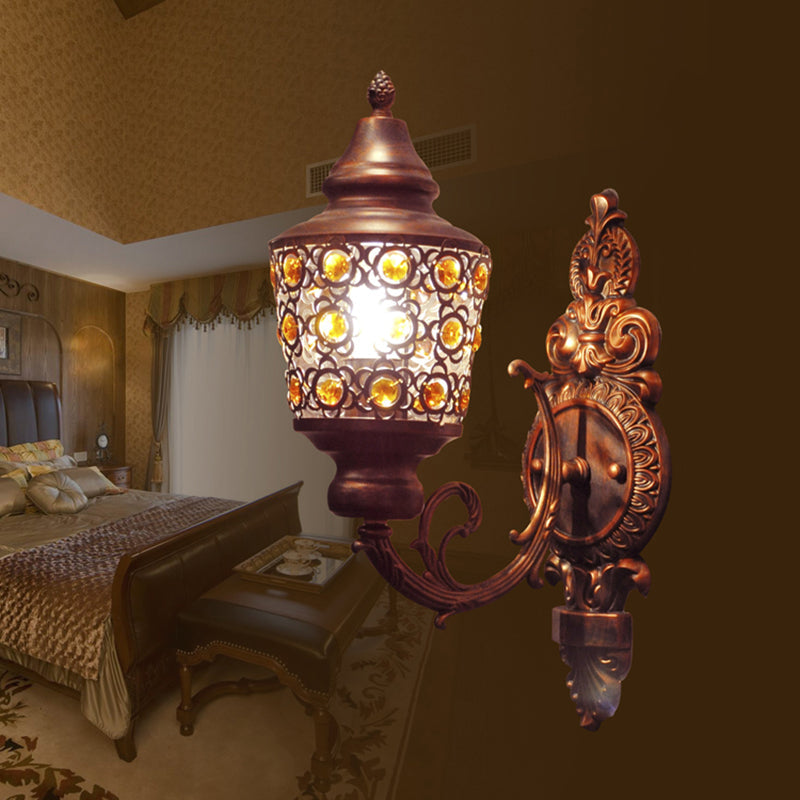 Skørter | Bohemian Lantern Wall Lamp 1-head Metal Wall Mount Lamp in Copper for Bedroom